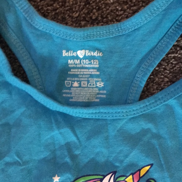 Girls blue unicorn tank top - Picture 2 of 3
